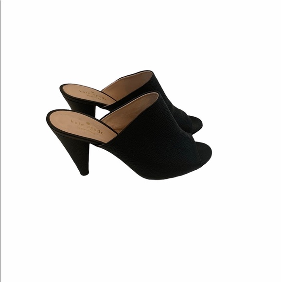 Kate Spade New York Bova peep-toe cone-heel mule black Pebble Leather 8.5 B - Picture 10 of 12
